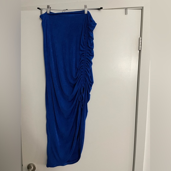 NWT Ruched Royal Blue Asymmetrical Dress - Size XXL - Picture 2 of 3